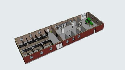 Tredimensjonal tegning av stall